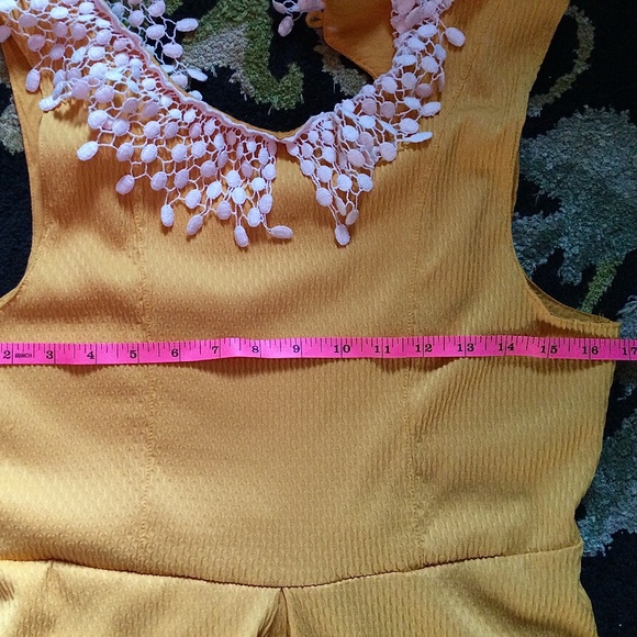 Free People Dress Golden Yellow w/ lace collar 4 - Picture 6 of 13